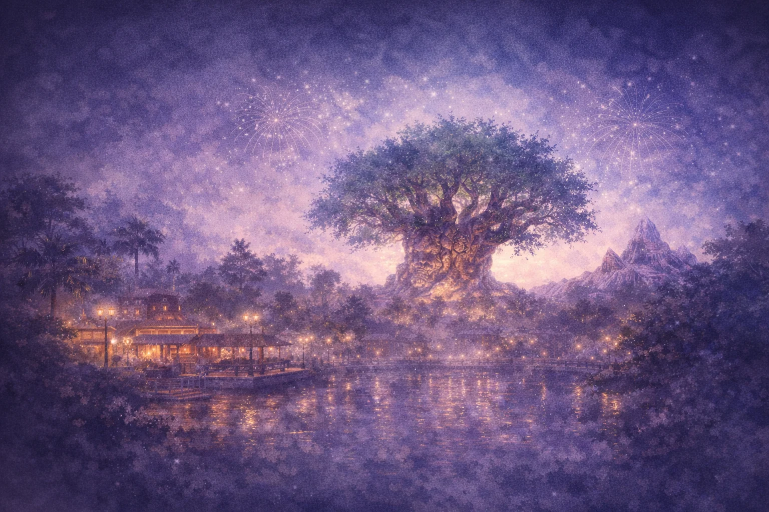 Watercolor illustration of Animal Kingdom's Tree of Life